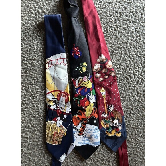 Lot Of 3 Disney Mickey Mouse, Goofy & Tigger Disney Dress Ties - Picture 1 of 6